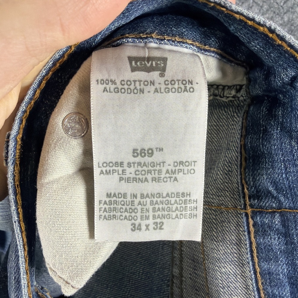 Levis 569 Jeans Mens 34x32 Blue Medium Wash Relaxed Fit Straight Leg Denim - Picture 7 of 12